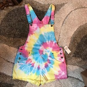 Rainbow Tie-Dye Coverall Shorts Jr. size 7